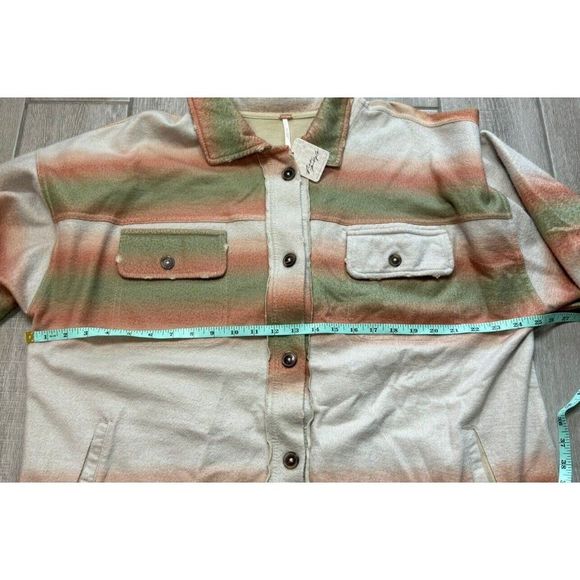 FREE PEOPLE $178 LARGE RUBY PRINTED SHACKET COTTON BLEND JACKET MARZIPAN - Picture 13 of 13